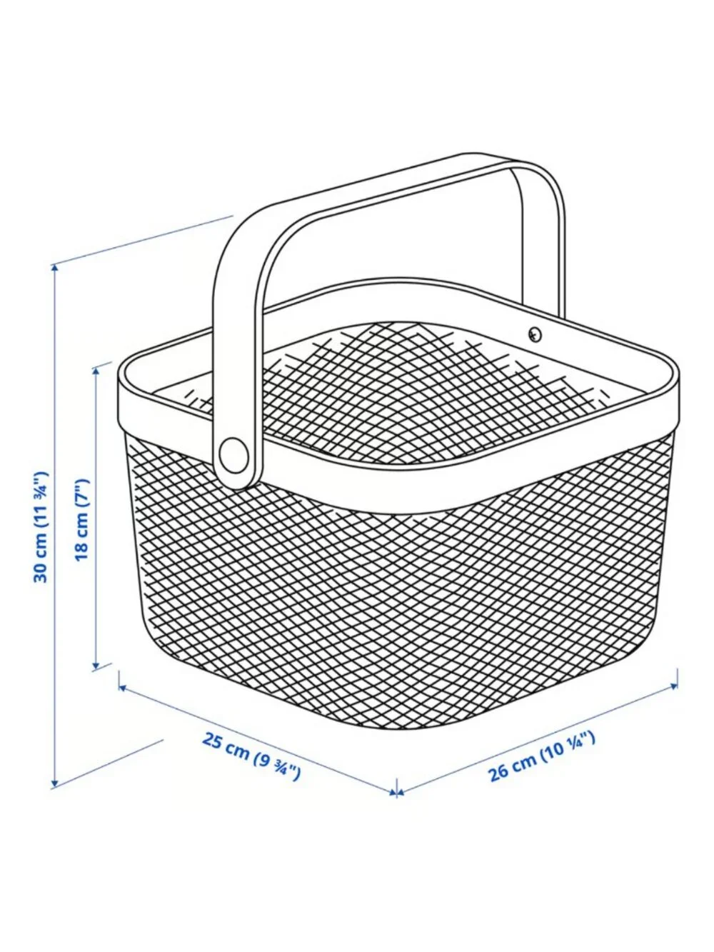 IKEA RISATORP White Metal Mesh Basket Wood Handle Set of 2